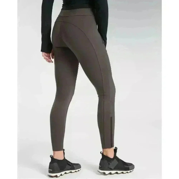 Athleta Women’s Headlands Hybrid Moto Tight Zipper Pockets Taupe Size 6 - Picture 3 of 12